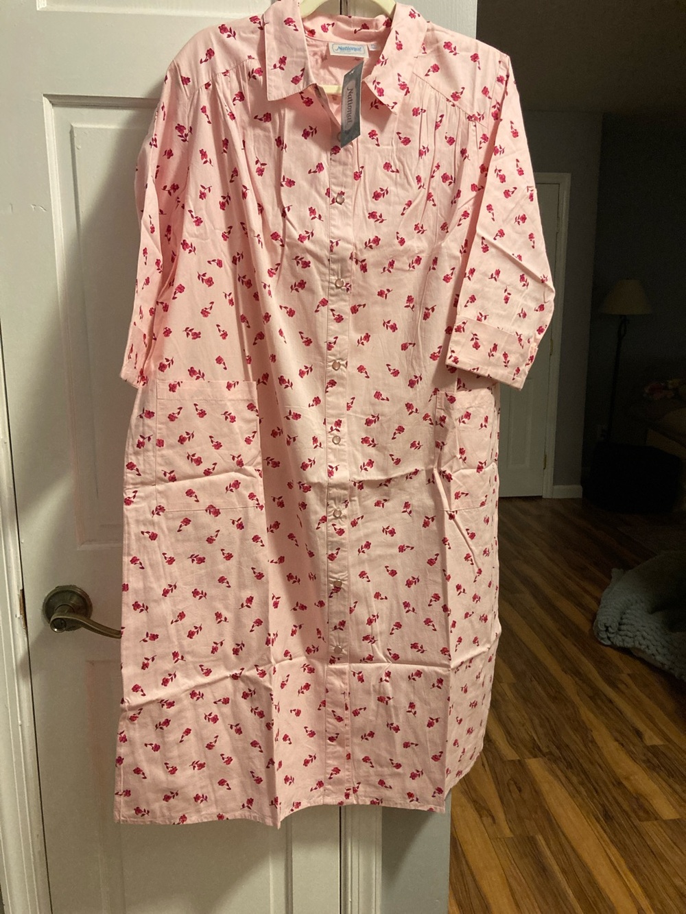 Women's Pink Floral Button-Front Nightshirt Pajama